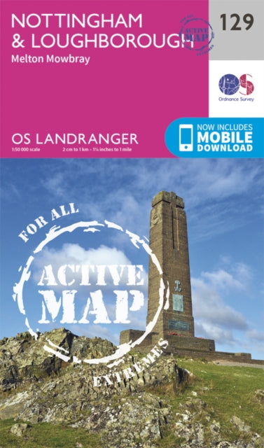 Ordnance Survey - Nottingham & Loughborough, Melton Mowbray : 129 - Ne
