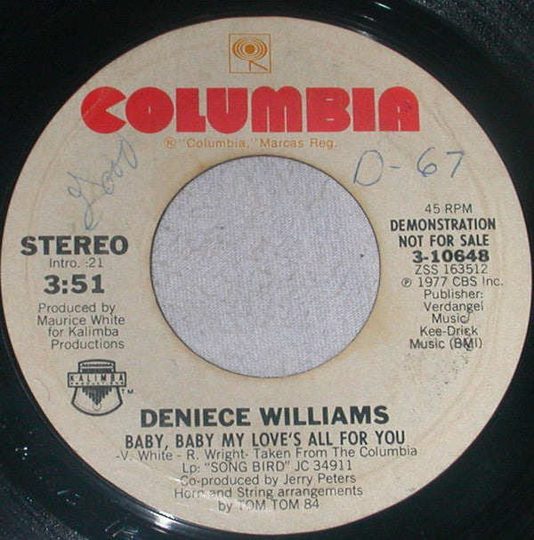 Deniece Williams - Baby, Baby My Love's All For You - Used V