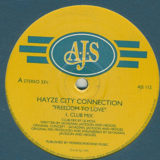 Hayze City Connectio - Freedom To Love - Used Vinyl Record 12"