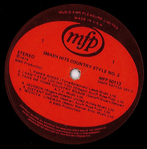 Various - Smash Hits Country Style No. 3 - Used Vinyl Record
