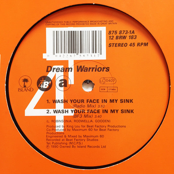 Dream Warriors - Wash Your Face In My Sink - Used Vinyl Record 12"