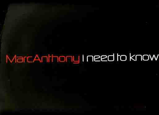 Marc Anthony - I Need To Know - Used Vinyl Record 12"