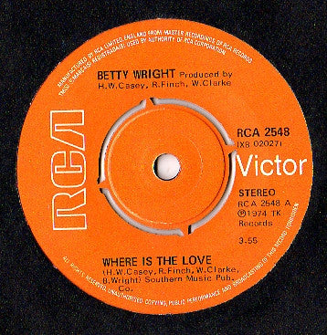 Betty Wright - Where Is The Love - Used Vinyl Record 7"