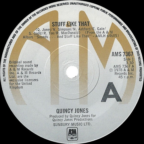 Quincy Jones - Stuff Like That - Used Vinyl Record 7"