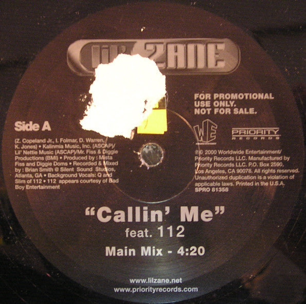 Lil' Zane - Callin' Me - Used Vinyl Record 12"