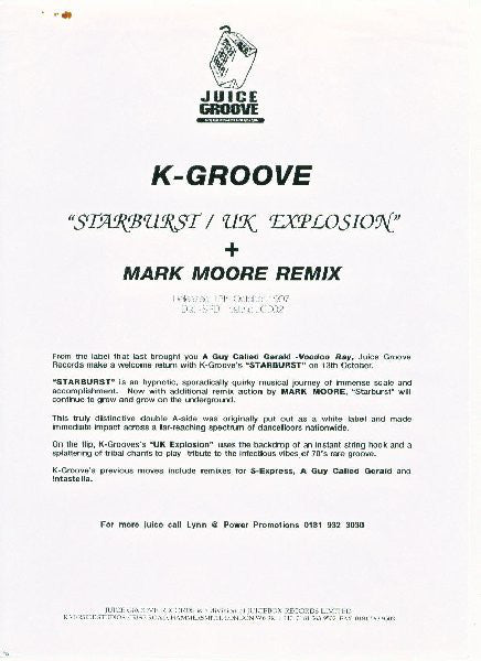 K. Groove - Starburst / UK Explosion - Used Vinyl Record 12"