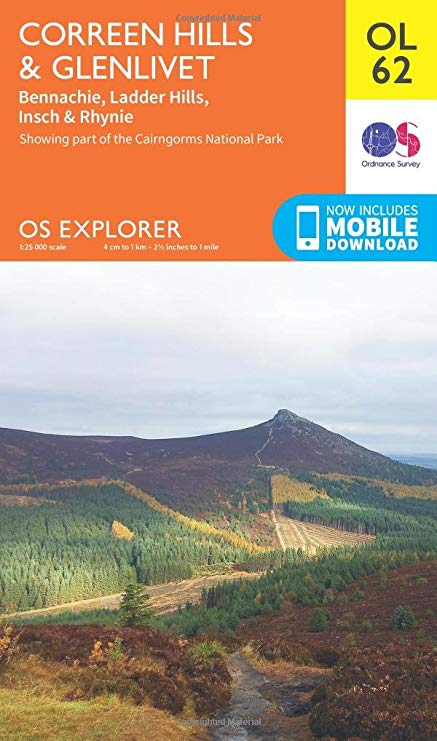 Ordnance Survey - Correen Hills & Glenlivet, Bennachie & Ladder Hills,