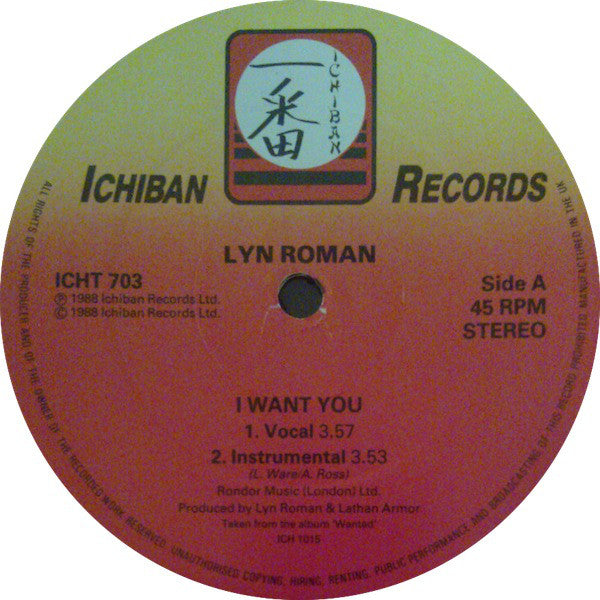 Lyn Roman - I Want You - Used Vinyl Record 12"