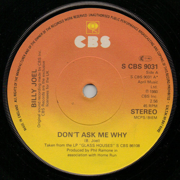 Billy Joel - Don't Ask Me Why - Used Vinyl Record 7"