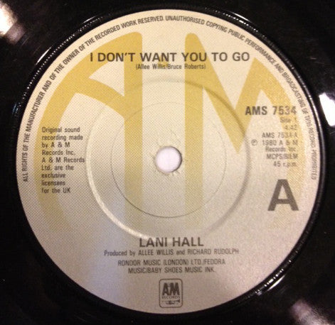 Lani Hall - I Don't Want You To Go - Used Vinyl Record 7"