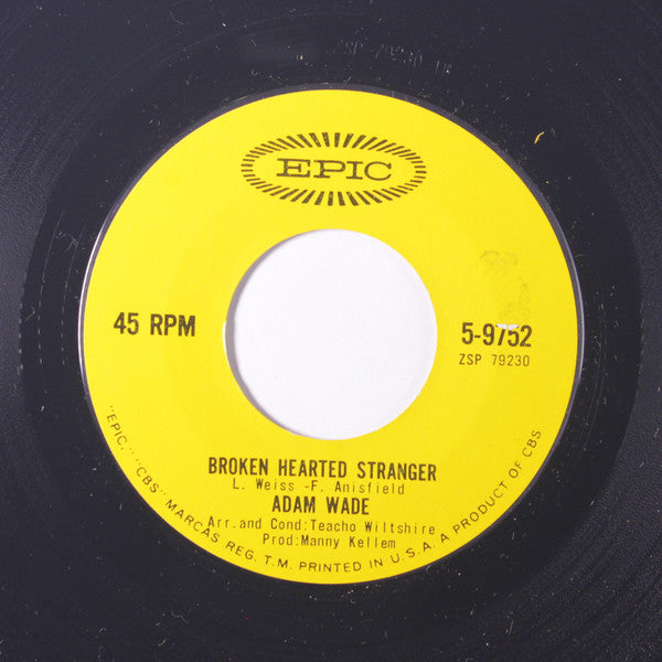 Adam Wade - Broken Hearted Stranger - Used Vinyl Record 7"
