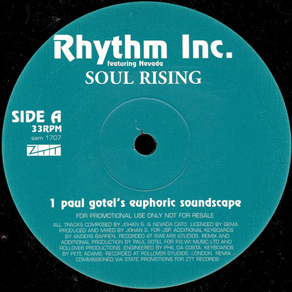 Rhythm Inc. - Soul Rising - Used Vinyl Record 12"