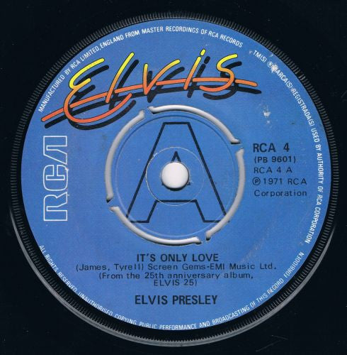 Elvis Presley - It's Only Love - Used Vinyl Record 7"