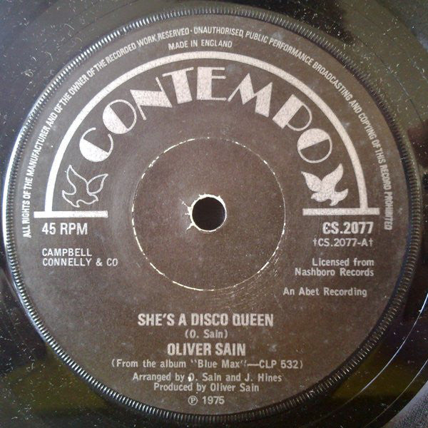 Oliver Sain - She's A Disco Queen - Used Vinyl Record 7"