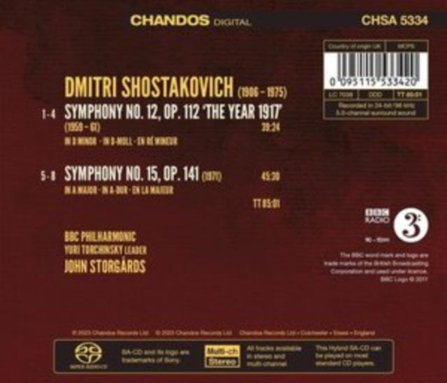 BBC PHILHARMONIC/STO - DMITRI SHOSTAKOVICH SYMPHONIE - CD