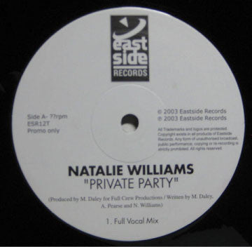 Natalie Williams - Private Party - Used Vinyl Record 12"