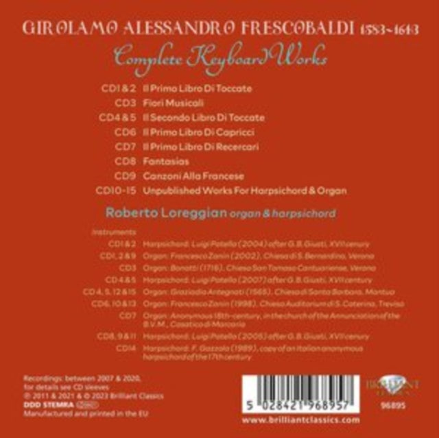 ROBERTO LOREGGIAN - FRESCOBALDI COMPLETE KEYBOARD - CD