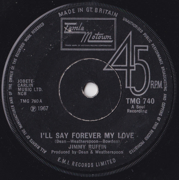 Jimmy Ruffin - I'll Say Forever My Love - Used Vinyl Record 7"