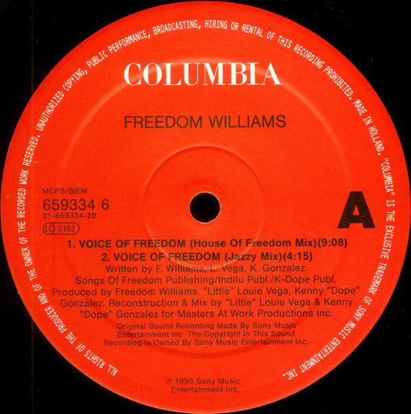 Freedom Williams - Voice Of Freedom - Used Vinyl Record 12"