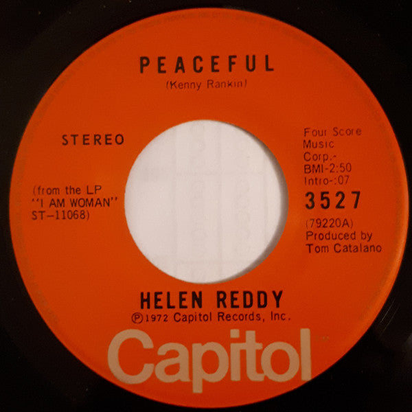 Helen Reddy - Peaceful - Used Vinyl Record 7"