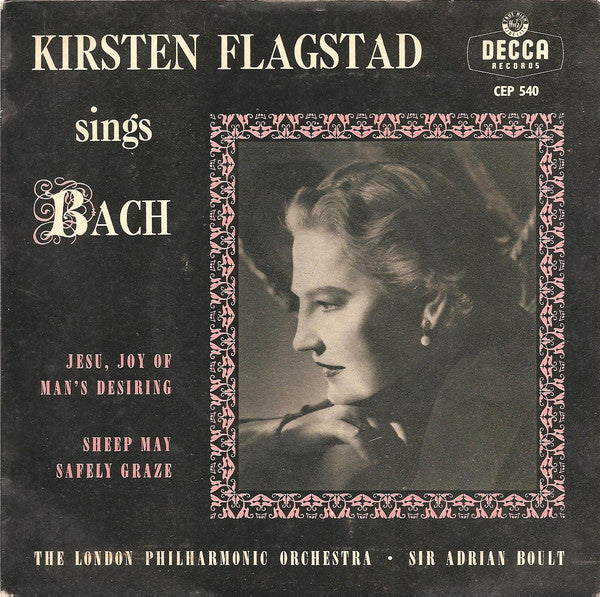 Kirsten Flagstad - Sings Bach - Used Vinyl Record 7"
