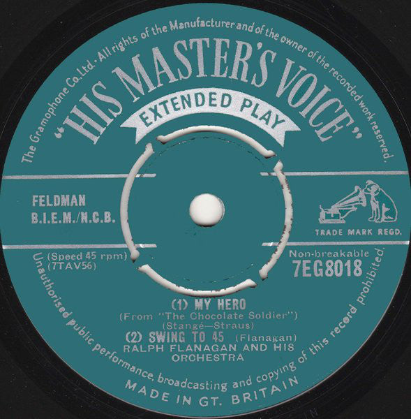 Ralph Flanagan And H - My Hero - Used Vinyl Record 7"
