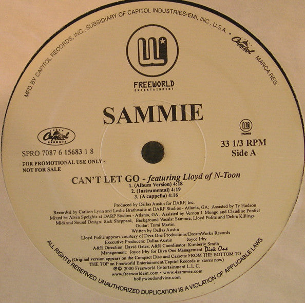 Sammie - Can't Let Go - Used Vinyl Record 12"