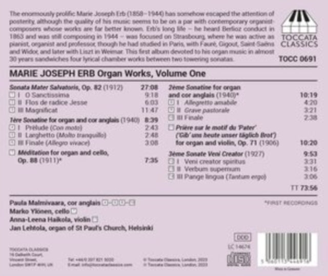 JAN LEHTOLA; PAULA M - MARIE JOSEPH ERB ORGAN WORKS - CD