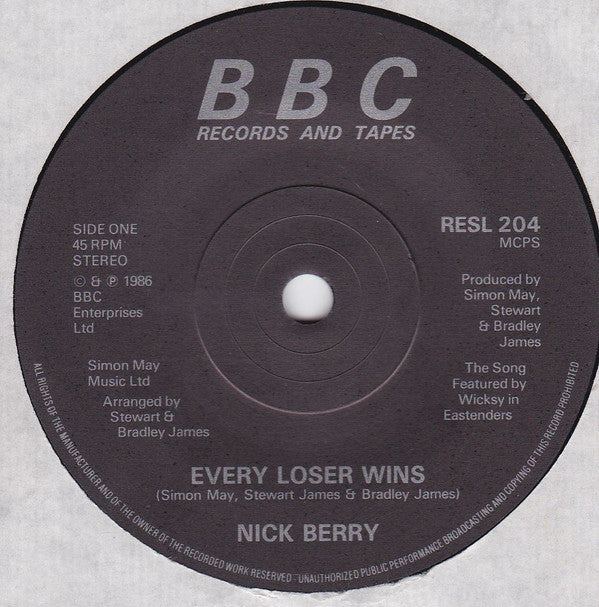 Nick Berry - Every Loser Wins - Used Vinyl Record 7"