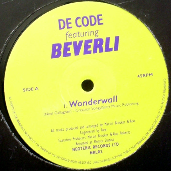 De-Code - Wonderwall - Used Vinyl Record 12"