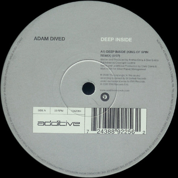 Adam Dived - Deep Inside - Used Vinyl Record 12"