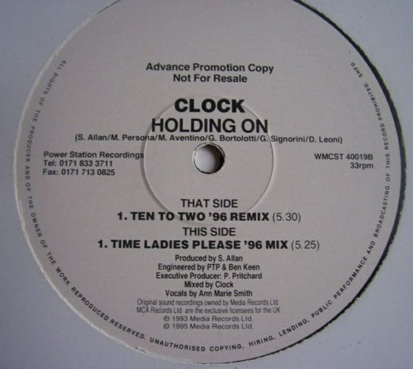 Clock - Holding On - Used Vinyl Record 12"