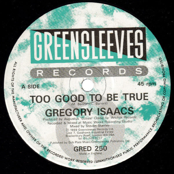 Gregory Isaacs - Too Good To Be True - Used Vinyl Record 12"