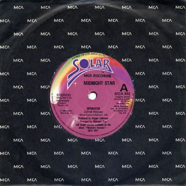 Midnight Star - Operator (Edited Version) - Used Vinyl Record 7"