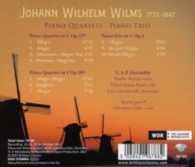 G.A.P. ENSEMBLE - WILMS PIANO QUARTETS & PIANO - CD