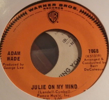 Adam Wade - Julie On My Mind - Used Vinyl Record 7"