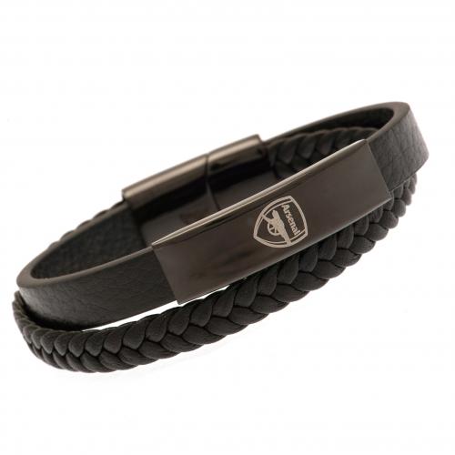 Arsenal FC - Black IP Leather Bracelet - Leather