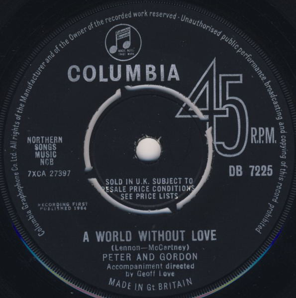 Peter & Gordon - A World Without Love - Used Vinyl Record 7"