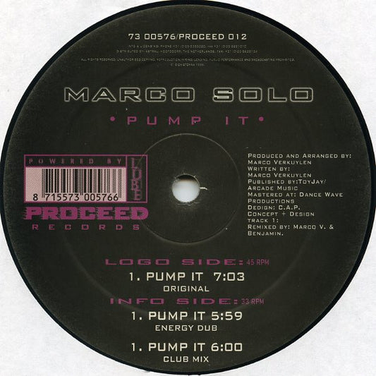 Marco Solo - Pump It - Used Vinyl Record 12"