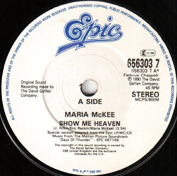 Maria McKee - Show Me Heaven - Used Vinyl Record 7"