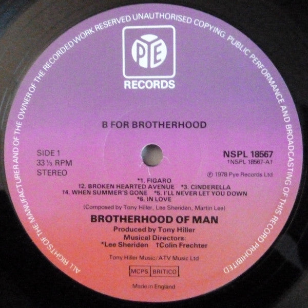 Brotherhood Of Man - B For Brotherhood - Used Vinyl Record
