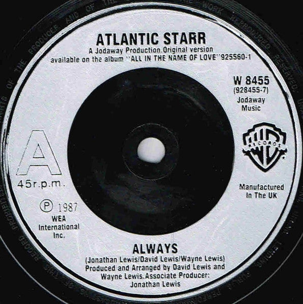 Atlantic Starr - Always - Used Vinyl Record 7"
