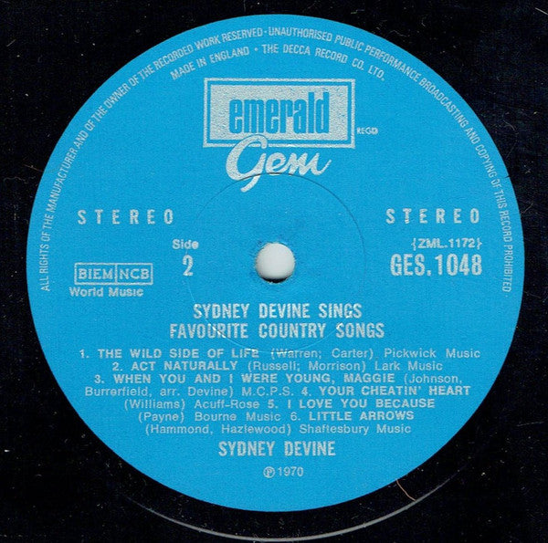 Sydney Devine - Sydney Devine Sings Favourite Country Songs - Used Vi
