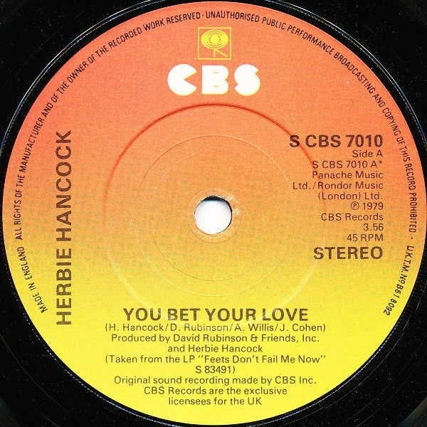Herbie Hancock - You Bet Your Love - Used Vinyl Record 7"
