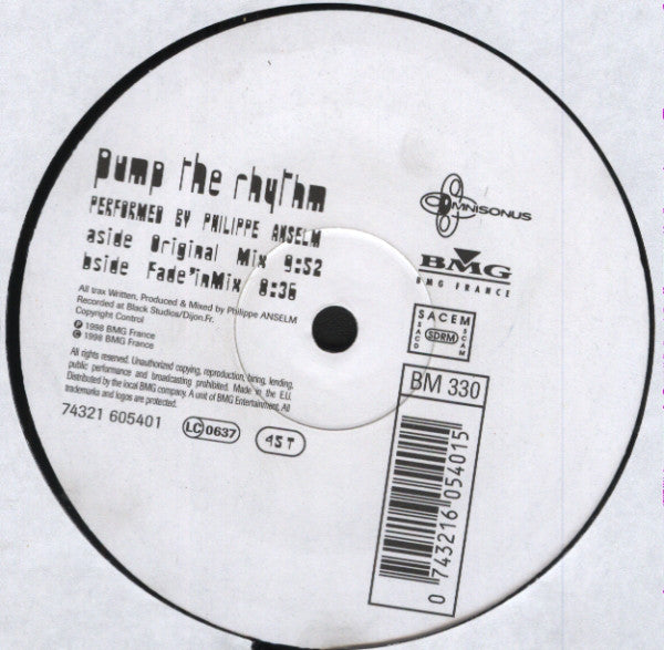 Philippe Anselm - Pump The Rhythm - Used Vinyl Record 12"