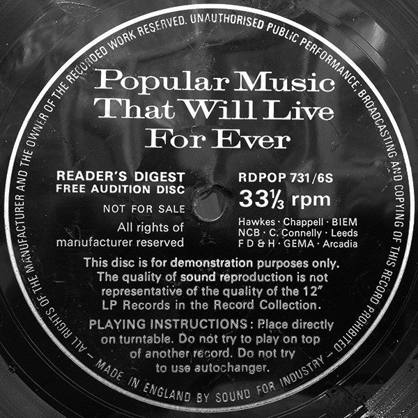 Unknown Artist - Popular Music That Will Live For Ever - Used Vinyl R