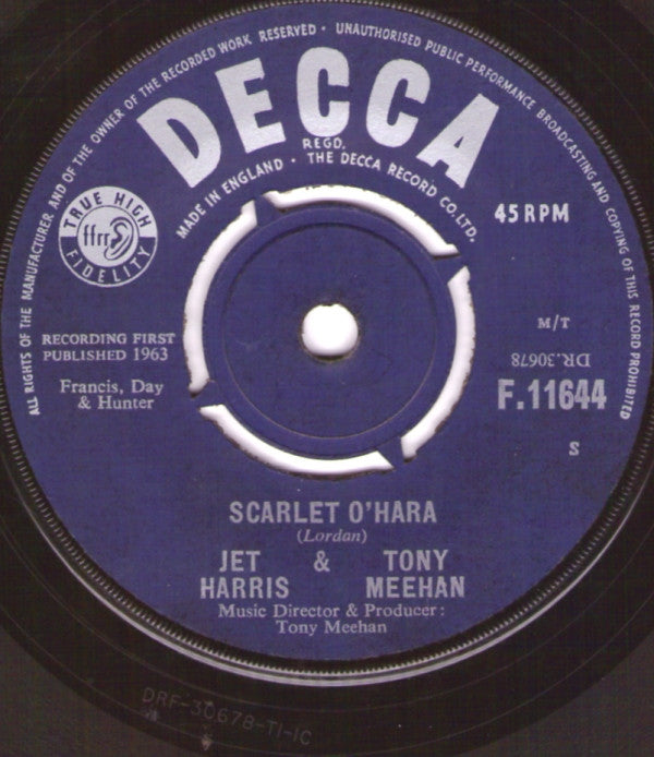 Jet Harris And Tony - Scarlet O'Hara - Used Vinyl Record 7"