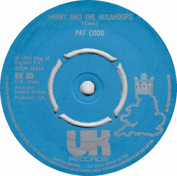Pat Codd - Harry And The Hulahoops - Used Vinyl Record 7"