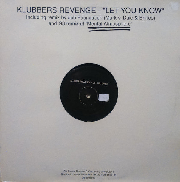 Klubbers Revenge - Let You Know - Used Vinyl Record 12"