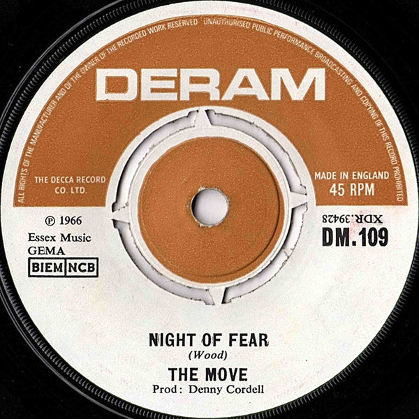 The Move - Night Of Fear - Used Vinyl Record 7"